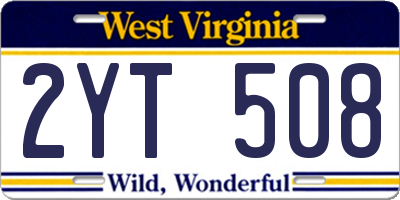 WV license plate 2YT508