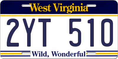 WV license plate 2YT510