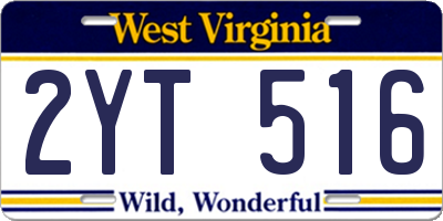 WV license plate 2YT516