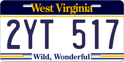 WV license plate 2YT517