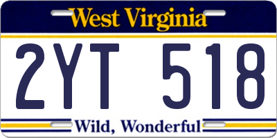 WV license plate 2YT518