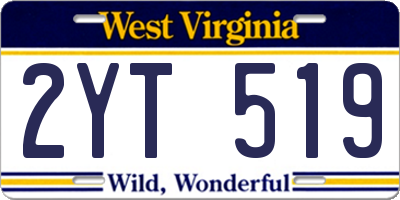WV license plate 2YT519