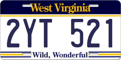 WV license plate 2YT521