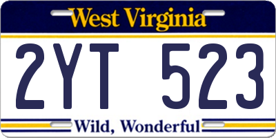 WV license plate 2YT523