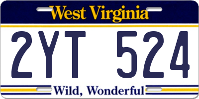 WV license plate 2YT524