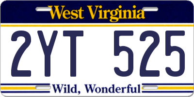 WV license plate 2YT525
