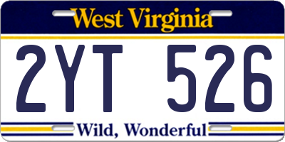 WV license plate 2YT526