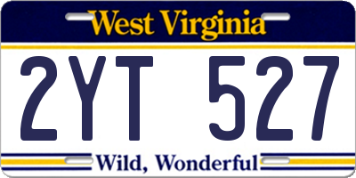 WV license plate 2YT527