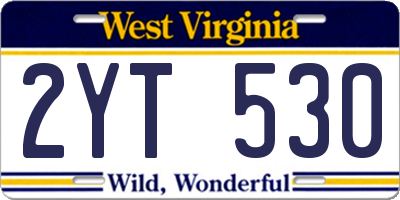 WV license plate 2YT530