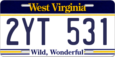 WV license plate 2YT531