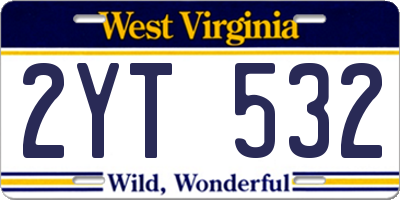 WV license plate 2YT532