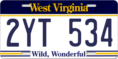 WV license plate 2YT534