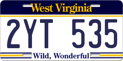 WV license plate 2YT535