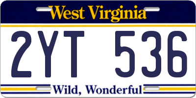 WV license plate 2YT536