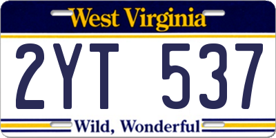 WV license plate 2YT537