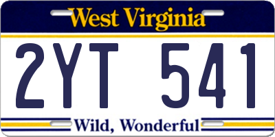 WV license plate 2YT541