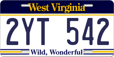 WV license plate 2YT542