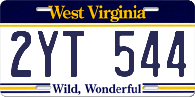WV license plate 2YT544
