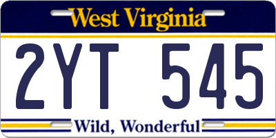 WV license plate 2YT545