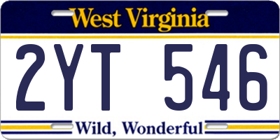 WV license plate 2YT546
