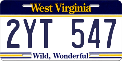 WV license plate 2YT547
