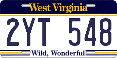 WV license plate 2YT548