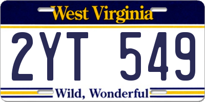 WV license plate 2YT549