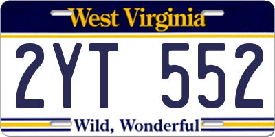 WV license plate 2YT552