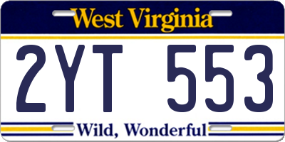 WV license plate 2YT553