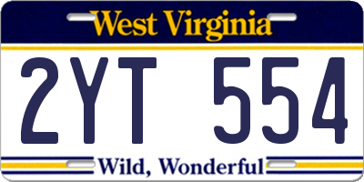 WV license plate 2YT554