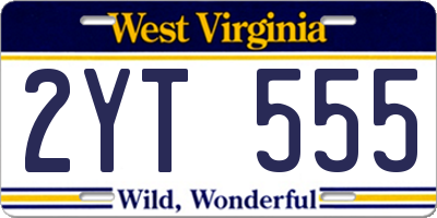 WV license plate 2YT555