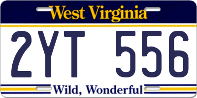 WV license plate 2YT556