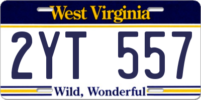 WV license plate 2YT557