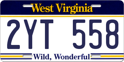 WV license plate 2YT558