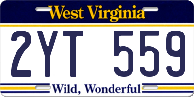 WV license plate 2YT559