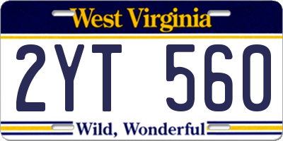 WV license plate 2YT560