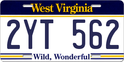 WV license plate 2YT562