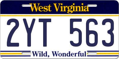 WV license plate 2YT563
