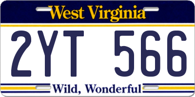 WV license plate 2YT566