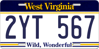 WV license plate 2YT567