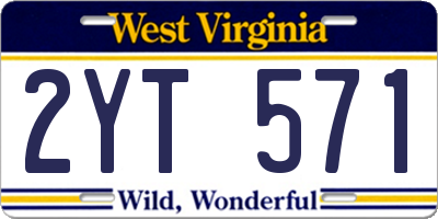 WV license plate 2YT571