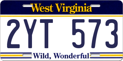 WV license plate 2YT573
