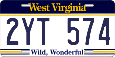 WV license plate 2YT574