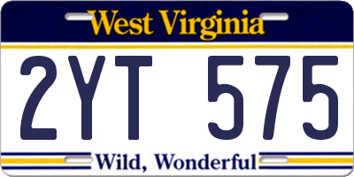 WV license plate 2YT575