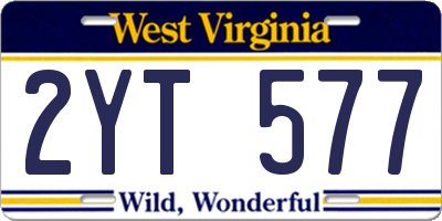 WV license plate 2YT577
