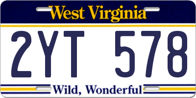 WV license plate 2YT578