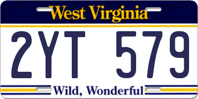 WV license plate 2YT579