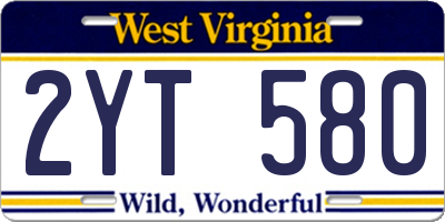 WV license plate 2YT580