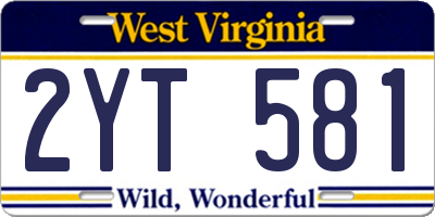 WV license plate 2YT581