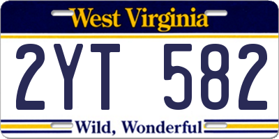 WV license plate 2YT582